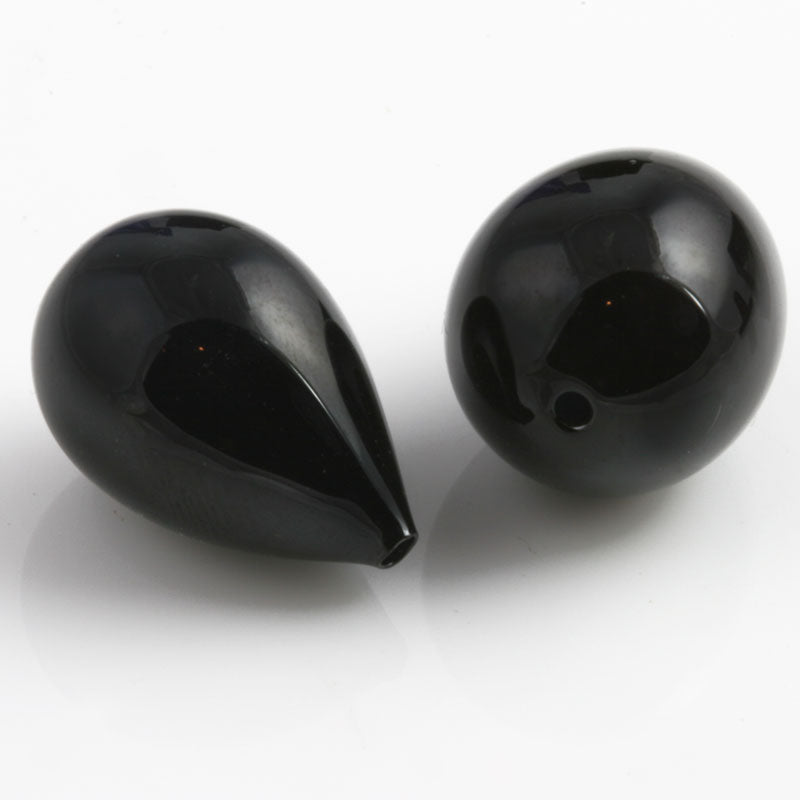 Vintage Art Deco hollow lustrous glass teardrop bead. 30x10mm.x Package of 2. b11-bw-1036