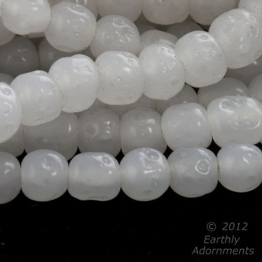 Vintage Superior Bead brand white opal 5mm glass nugget beads Japan 15 inch strand. b11-bw-2015(e)
