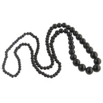 Vintage Black Hand-Wound Glass Beads. India. 5-14mm.  Graduated 30 inch Strand.