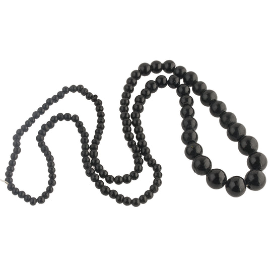 Vintage Black Hand-Wound Glass Beads. India. 5-14mm.  Graduated 30 inch Strand. b11-bw-2018