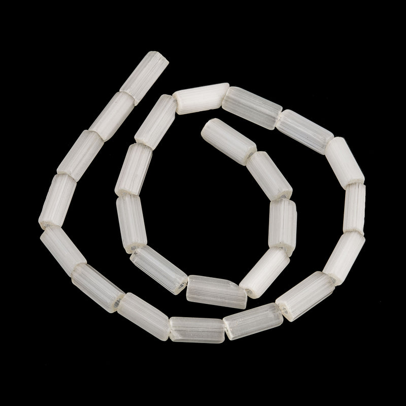 Vintage White Satin Glass Pentagonal Bead.  25 beads per lot.  Average 10mm x 4mm. 