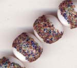 Vintage German White with Multi Color Glass Sugar Beads 10mm pkg of 5.