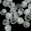 Vintage dimpled clear and milky white givre glass round beads. West Germany, 4.75mm. pkg of 30.