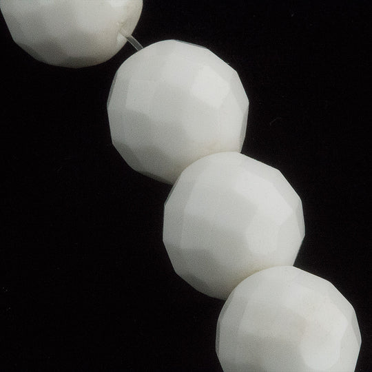 Vintage Milk Glass Faceted Round Bead, 12mm, pkg of 1. B11-BW-0398