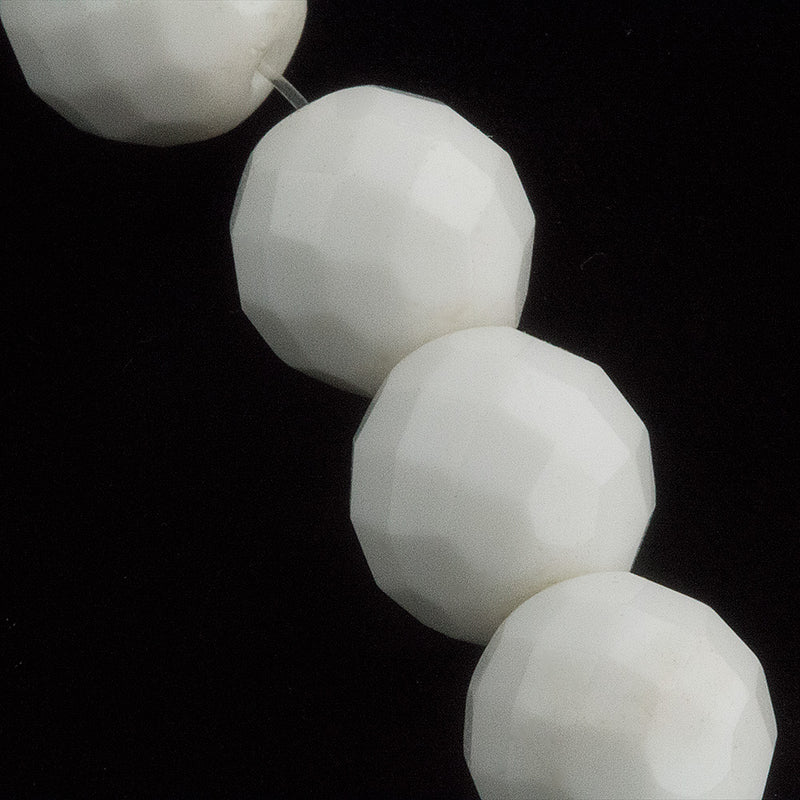 Vintage Milk Glass Faceted Round Bead, 12mm, pkg of 1. 