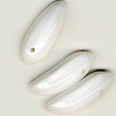 White Glass Dagger/Tooth Pendant Bead, 18mm, Pkg 5. B11-BW-0579