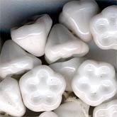 Wonderful tiny white glass flower button beads. Germany. Pkg. of 5. B11-BW-0593.