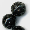 Vintage Czech Black Pressed Glass Round Bead. 8mm. Pkg of 10. 