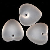 Vintage West German clear glass frosted heart pendant bead. 10mm Pkg of 5.