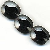 Czech Flat Tablet Window Clear with Black Glass Bead.11 x 14 x 5mm. Pkg of 5. B11-BW-0615