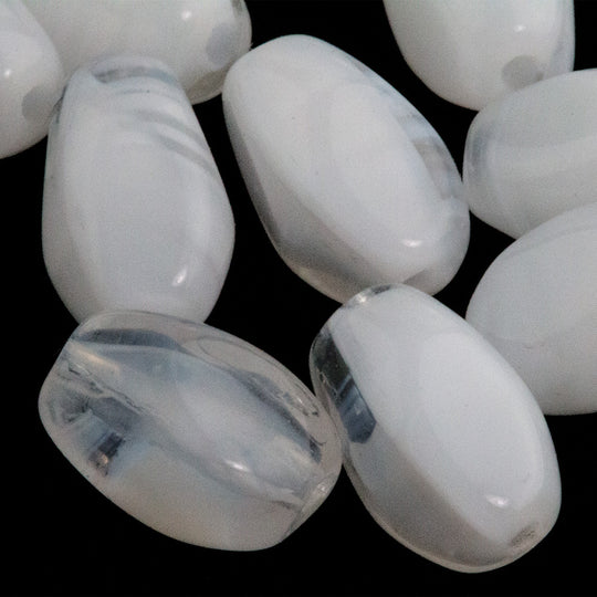 Vintage Japanese Opal Glass Diamond Shaped Beads. 9x6mm Pkg of 10. b11-bw-0654