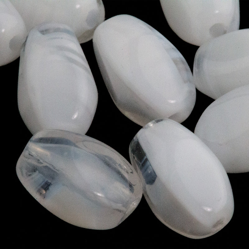 Vintage Japanese Opal Glass Diamond Shaped Beads. 9x6mm Pkg of 10.