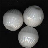 Lustrous white glass melon beads finely grooved. 2 sizes. Vintage stock, Germany. Pkg. of 10.