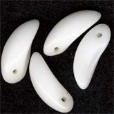 Vintage German Claw White Glass Pendant Bead. 11x4mm. Pkg of 10. 