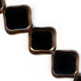 Jet Glass Window Bead.  Measured diagonally 14mm., Pkg of 4.