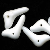 Vintage German White Glass Tooth Bead. 28mm. Pkg of 20.