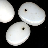 Vintage Japanese Flat White Oval Glass Pendant Bead. 9x12mm. Pkg of 10. 