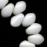 White Glass Tooth Pendant Bead. Japan. 8x9mm. Pkg 10. b11-bw-0702