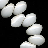 Vintage Japanese White Glass Tooth Pendant Bead. 8x9mm. Pkg of 10.
