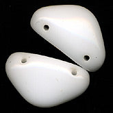 Vintage Japanese White Triangular Glass Beads. 18x10. Pkg of 6. 
