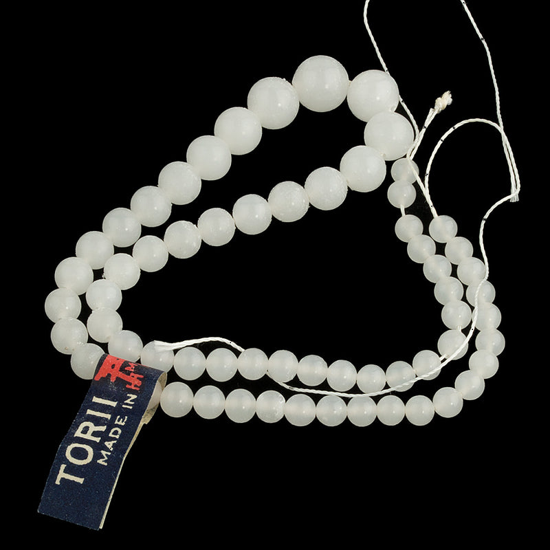 Vintage Japanese Opal Glass Round Beads. 11 inch strand.