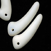 White Glass Fang/Tooth Pendant Bead in 2 finishes. 20mm. Pkg 10. B11-BW-0714
