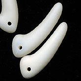 Old Czech white glass tooth beads in 2 different finishes. 20mm. Pkg. of 10.