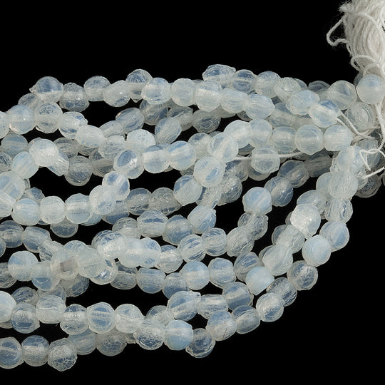 Vintage Bohemian Opal Glass Round Beads. 3mm. Strand of 25. b11-bw-0734