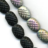 Czech raku vitrail glass pineapple beads.  12x8mm. Pkg of 10. b11-bw-0772