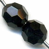 Czech machine cut 6mm jet glass round beads. Pkg of 6. 