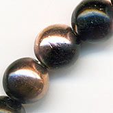 Vintage opaque 2-tone black/gold 6mm glass round beads. Pkg of 20.