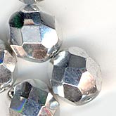 Czech bright silvered fire polish 8mm round glass beads. Pkg of 10. 
