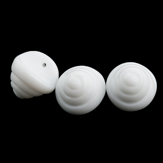 Snail Shell Pendant, white glass. 15mm. Germany. Pkg 1. b11-bw-0813