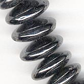 Vintage hematite glass rondelle beads.  3x10mm. Pkg of 25. b11-bw-0825