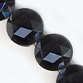 1940s occupied Germany 2 hole gunmetal glass faceted nailhead beads. 7x5mm. Pkg of 10. b11-bw-0834