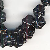 Czech jet glass flower button beads.  7mm  Pkg of 10. b11-bw-0839