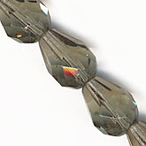 Vintage Czech smoky grey crystal teardrop bead. 10x8mm. Pkg of 10. b11-bw-0840