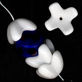 Vintage Japanese White Glass Flower cap beads. 14mm diameter. Pkg of 8. b11-bw-0841