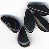 Vintage German black glass dagger beads.  12x7mm. Pkg of 20. 
