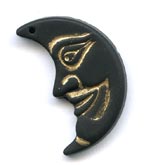 Czech man on the moon glass pendant bead. 26x15mm  Pkg of 1. b11-bw-0858