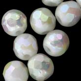 Vintage faceted German AB round glass bead. 6 mm Pkg of 10. 