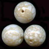 Vintage beige/white glass crumb beads. 10mm, Pkg of 4. 