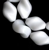 Vintage German chalk white glass twist beads. 14x8mm. Pkg of 10. b11-bw-0868