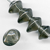Vintage Czech irregular translucent smoky grey flying saucer shaped glass beads. 12x10x10mm. Pkg of 10. b11-bw-0881