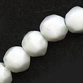 Vintage Czech faceted glossy white round glass beads. 6mm.  Pkg of 50. b11-bw-0882