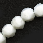 Vintage Czech faceted glossy white round glass beads. 6mm.  Pkg of 50.