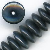 West German hematite glass disks. 10x3mm.Pkg of 10. b11-bw-0888