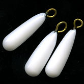 Opaque White Glass Elongated Teardrop Pendants. 18x6mm. Pkg 4. b11-bw-0890