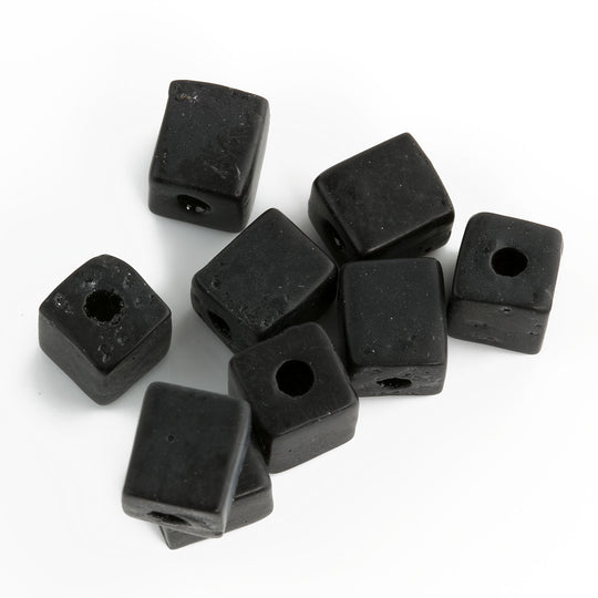 Vintage black matte cubes 6x6mm. Czechoslovakia Pkg of 10. b11-bw-0891