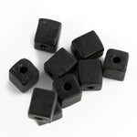Vintage matte black cubes. 8x8mm Czechoslovakia Pkg of 10.